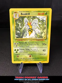 Beedrill 17/102, Base Set Unlimited, Pokemon, MP/LP - Image 1