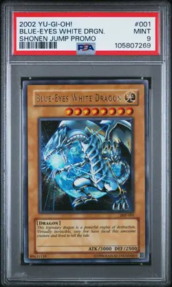 PSA 9 YuGiOh Blue-Eyes White Dragon JMP-001 Ultra Rare Shonen Jump Promo 2002 - Image 1
