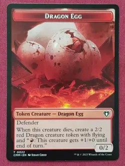 Magic The Gathering doubler sided DRAGON EGG & BIRD token creature card - Image 1