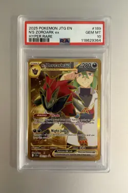 2025 POKEMON JTG EN-JOURNEY TOGETHER HYPER RARE #189 N'S ZOROARK EX PSA 10 - Image 1