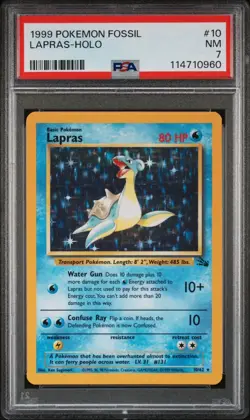 1999 POKEMON FOSSIL 10 LAPRAS-HOLO PSA 7 - Image 1
