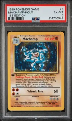 1999 POKEMON GAME 8 MACHAMP-HOLO 1ST EDITION PSA 6 - Image 1