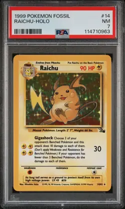 1999 POKEMON FOSSIL 14 RAICHU-HOLO NEAR MINT 7 - Image 1