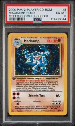 2000 POKEMON 2-PLAYER CD-ROM STARTER SET 8 MACHAMP-HOLO 1ST EDITION COSMOS PSA 6 - Image 1