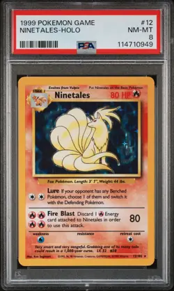 1999 POKEMON GAME 12 NINETALES-HOLO PSA 8 - Image 1