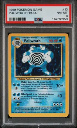 1999 POKEMON GAME 13 POLIWRATH-HOLO PSA 8 - Image 1