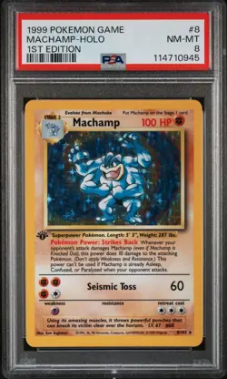 1999 POKEMON GAME 8 MACHAMP-HOLO 1ST EDITION PSA 8 - Image 1