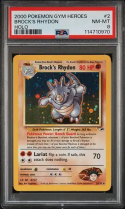 2000 POKEMON GYM HEROES 2 BROCK'S RHYDON HOLO NEAR MINT-MINT 8 - Image 1