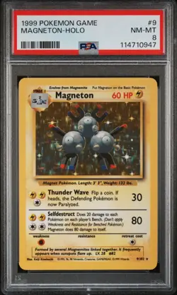 1999 POKEMON GAME 9 MAGNETON-HOLO PSA 8 - Image 1