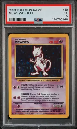 1999 POKEMON GAME 10 MEWTWO-HOLO PSA 5 - Image 1