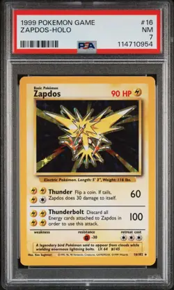 1999 POKEMON GAME 16 ZAPDOS-HOLO NEAR MINT 7 - Image 1
