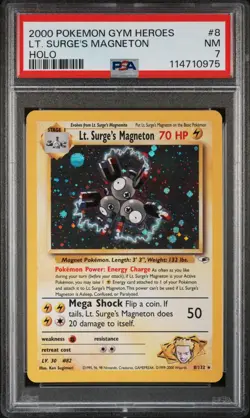 2000 POKEMON GYM HEROES 8 LT. SURGE'S MAGNETON HOLO NEAR MINT 7 - Image 1