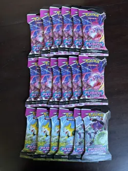 Pokemon TCG Sword & Shield Fusion Strike Sleeved Booster Packs Sealed LOT OF 18 - Image 1