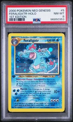 2000 Pokemon Neo Genesis 1st Edition 5 Feraligatr Holo PSA 8 Nm Mt - Image 1