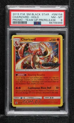Charizard (Team Up Prerelease) Holo Pokemon Sun & Moon Black Star Promo PSA 8 - Image 1