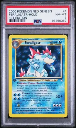 2000 Pokemon Neo Genesis 1st Edition 4 Feraligatr Holo PSA 8 Nm Mt - Image 1