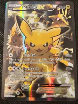 Pikachu EX XY124 Sun Moon Promo Pokemon TCG 2016 NM 20th Anniversary Evolutions - Image 1
