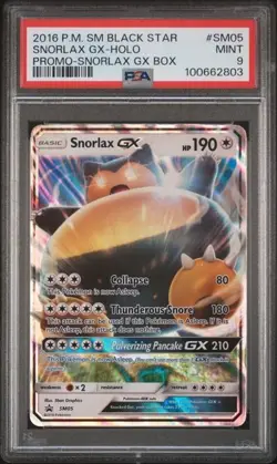 2016 POKEMON SNORLAX GX BLACK STAR PROMO PSA 9 MINT SM05 Low Pop (37 all grades) - Image 1