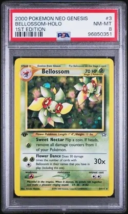 2000 Pokemon Neo Genesis 1st Edition 3 Bellossom Holo PSA 8 Nm Mt - Image 1