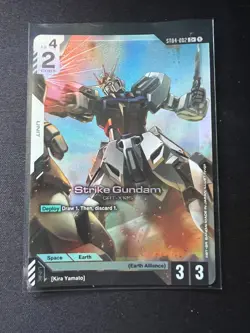 Strike Gundam foil alternate art NM ST-04-002 C+ gundam card game - Image 1