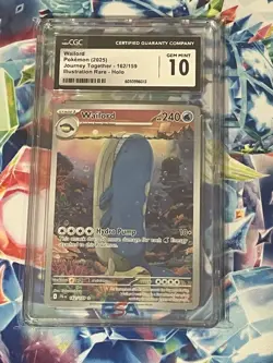 CGC 10 Gem Mint Wailord 162/159 Illustration Rare Journey Together Pokemon Card - Image 1