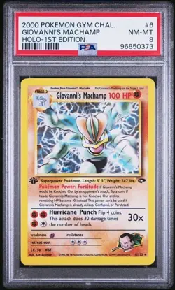 2000 Pokemon Gym Challenge 6 Giovanni's Machamp Holo 1st Edition PSA 8 Nm Mt - Image 1