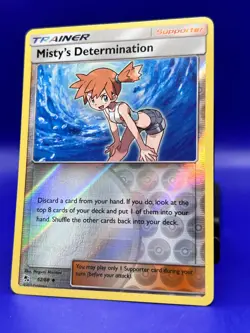 2019 Hidden Fates Pokemon Card Misty's Determination 62/68 Reverse Holo NM - Image 2