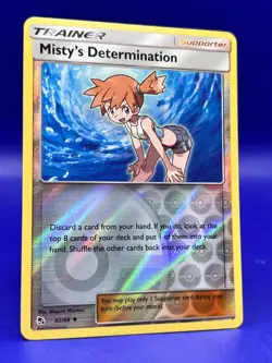 2019 Hidden Fates Pokemon Card Misty's Determination 62/68 Reverse Holo NM - Image 3