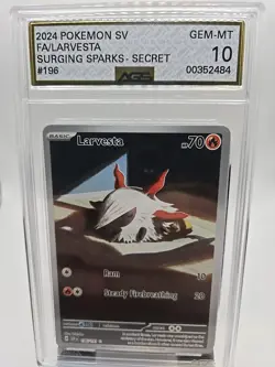 AGS 10 GEM MINT Larvesta Surging Sparks 196/191 Pokemon TCG Illustration Rare FS - Image 1