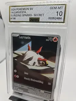 AGS 10 GEM MINT Larvesta Surging Sparks 196/191 Pokemon TCG Illustration Rare FS - Image 2