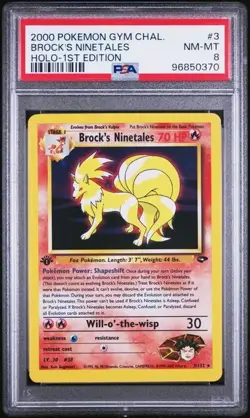 2000 Pokemon Gym Challenge 3 Brock's Ninetales Holo 1st Edition PSA 8 Nm Mt - Image 1