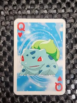 Bulbasaur Pokemon 1999 Mini Deck Playing Cards 2.5x1.75in Queen Of Hearts Blue - Image 1
