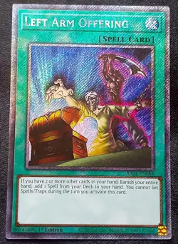 YuGiOh! Left Arm Offering RA04-EN086 Platinum Secret Rare - Near Mint - Image 1