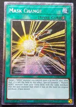 YuGiOh! Mask Change RA04-EN142 Platinum Secret Rare - Near Mint - Image 1