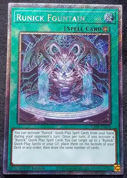 YuGiOh! Runick Fountain RA04-EN296 Platinum Secret Rare - Near Mint - Image 1