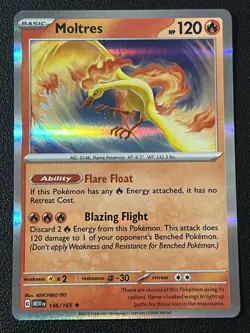 Moltres 2023 Scarlet Violet 151 Holo Rare Pokemon Card 146/165 - Image 1