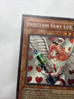 Injection Fairy Lily LOD-100 1st Edition Secret Rare Yugioh Card - Image 3
