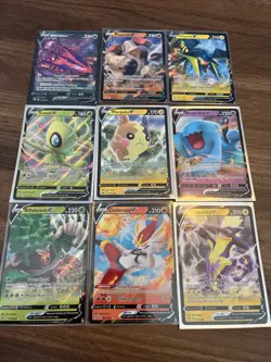 Pokemon V 9 card lot Celebi V Eternatus V Morpeko V Cinderace V Rillaboom V ++ - Image 1