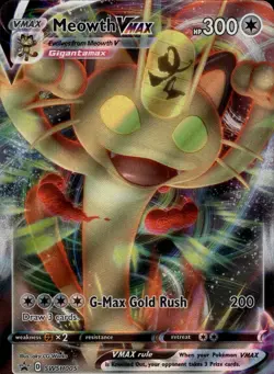 Pokemon Card Meowth VMAX SWSH005 Ultra Rare Full Art Black Star Promo Near Mint - Image 1