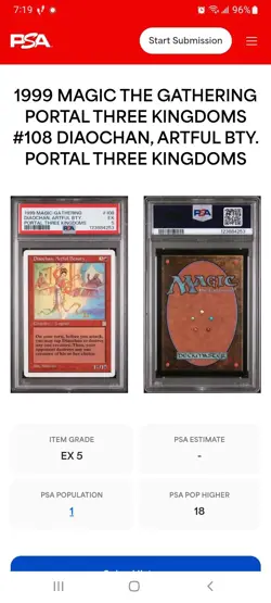 Diaochan Artful Beauty Portal Three Kingdoms Magic Mtg Ex Condition Graded - Image 1