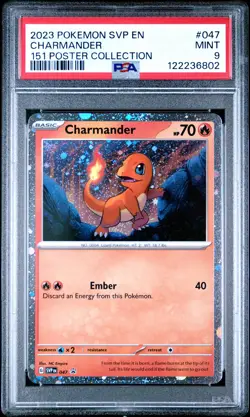 Charmander 2023 Pokemon Svp En-Sv Black Star Promo #047 151 Poster PSA 9 - Image 1