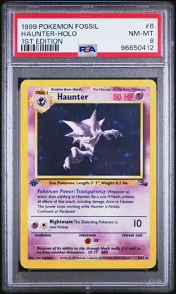 1999 Pokemon Fossil 6 Haunter Holo 1st Edition PSA 8 Nm Mt - Image 1