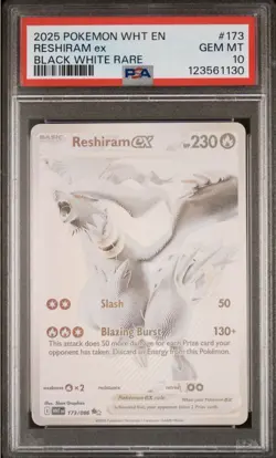 🔥ENGLISH - POKEMON - WHITE FLARE - BWR #173 RESHIRAM EX - PSA 10 - Clean! - Image 1