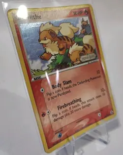 Growlithe 55/92 EX Legend Maker Reverse Holo Stamped Foil Pokemon Card MP CREASE - Image 3