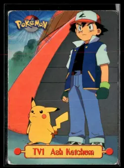 1999 Pokemon Topps - TV Animation Edition- Blue Logo Ash Ketchum #TV1 - Image 1