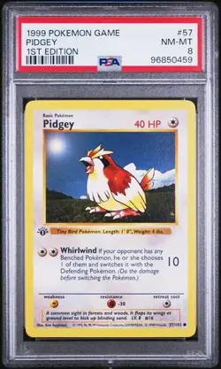 1999 Pokemon Game 57 Pidgey 1st Edition PSA 8 Nm Mt - Image 1