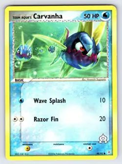 Team Aqua's Carvanha 48/95 2004 EX Team Magma Vs. Team Aqua Pokemon Card - Lp - Image 1