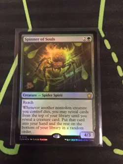 MTG Magic The Gathering Spinner Of Souls Foil Prerelease Promo Green Spider - Image 1