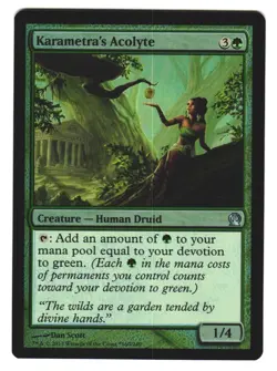 Magic The Gathering MTG - Theros THS 2013 - #160 Karametra's Acolyte NM FOIL x1 - Image 1