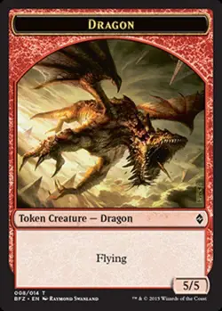 Dragon Token Light Play, English Magic the Gathering MTG Battle for Zendikar - Image 1